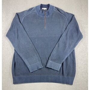 Peter Millar Quarter Zip Pullover Sweater Mens XXL Blue Indigo Cotton Knit